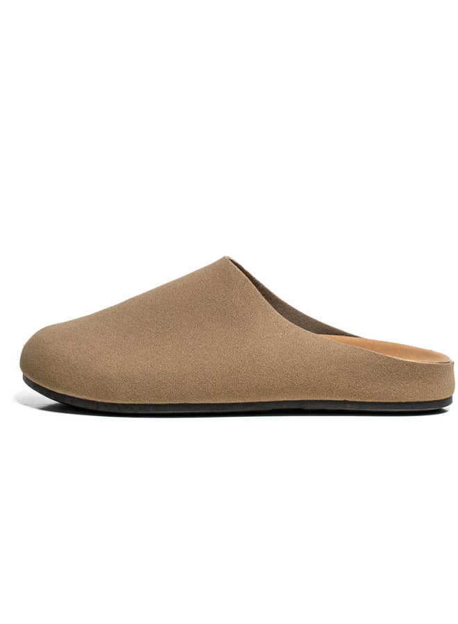 Men's Suede Birken Style Closed Toe Mule Slippers, Slip On Lazy Office Indoor Outdoor Clogs, Non-Slip Odor Resistant Comfort Casual Slides - Image 1