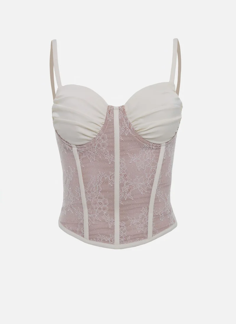 ليتشي الجزء العلوي من مشد الساتان والدانتيل