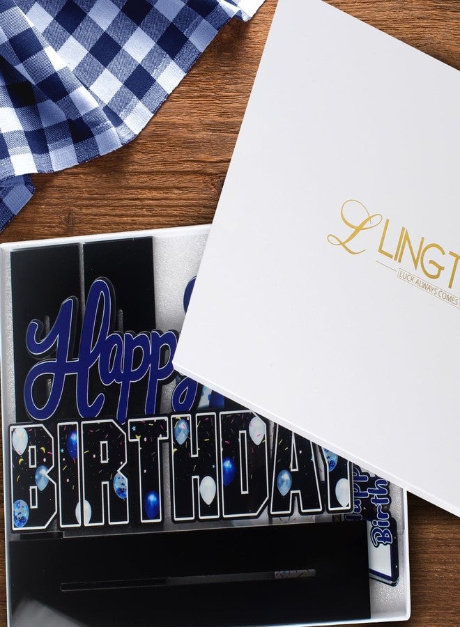 LINGTEER مجموعة زينة طاولة من الأكريليك الأزرق من لينغتير - عيد ميلاد سعيد السادس عشر - زينة هدايا لحفلة عيد الميلاد السادس عشر. - Image 5