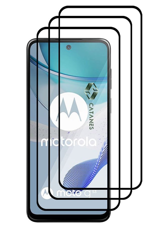 CATANES 3 Pack For Moto G53 Screen Protector Tempered Glass Full Glue Back - Image 2