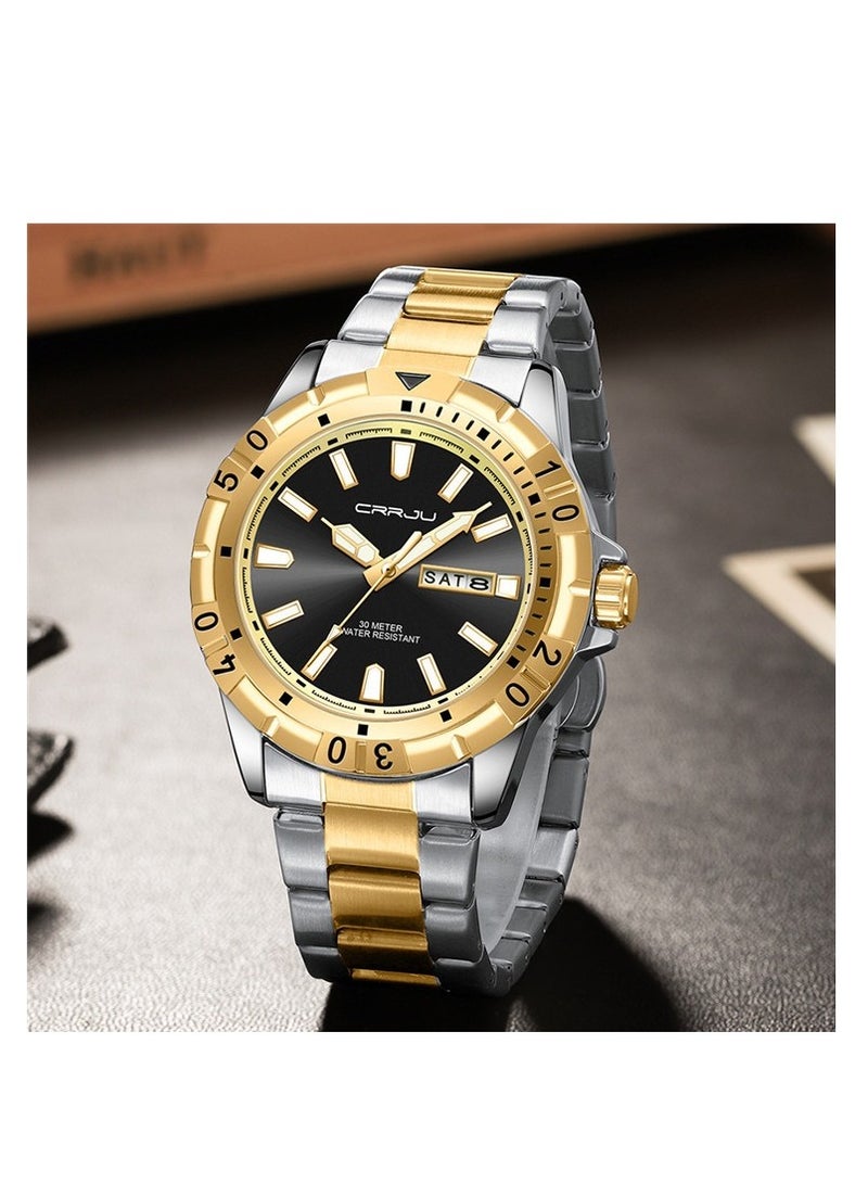 كرجو ساعات رجالية أنيقة من الفولاذ المقاوم للصدأ ومقاومة للماء وحركة كوارتز - Image 1