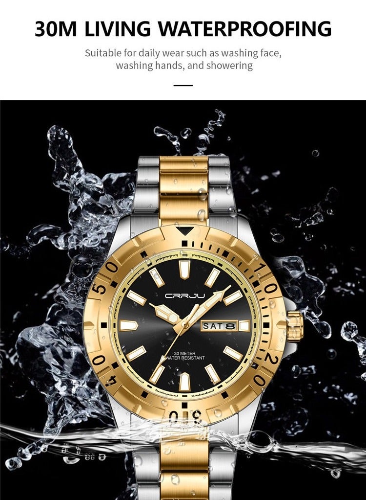 كرجو ساعات رجالية أنيقة من الفولاذ المقاوم للصدأ ومقاومة للماء وحركة كوارتز - Image 3