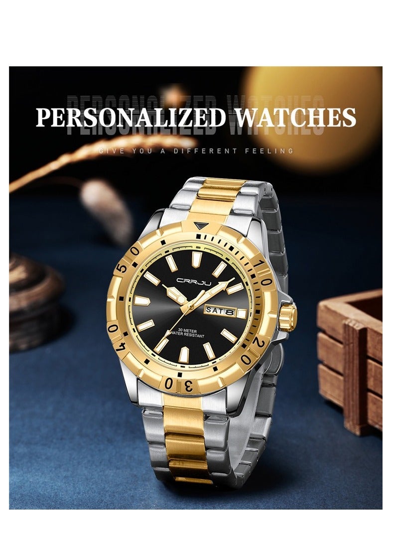 كرجو ساعات رجالية أنيقة من الفولاذ المقاوم للصدأ ومقاومة للماء وحركة كوارتز - Image 2