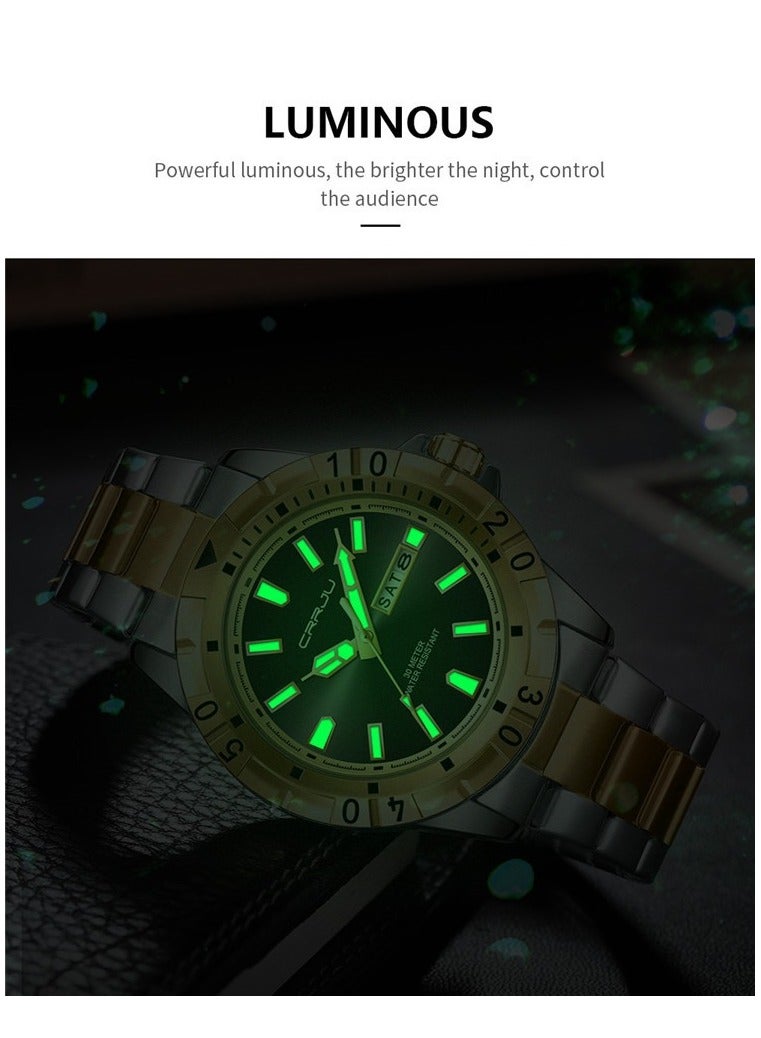 كرجو ساعات رجالية أنيقة من الفولاذ المقاوم للصدأ ومقاومة للماء وحركة كوارتز - Image 4