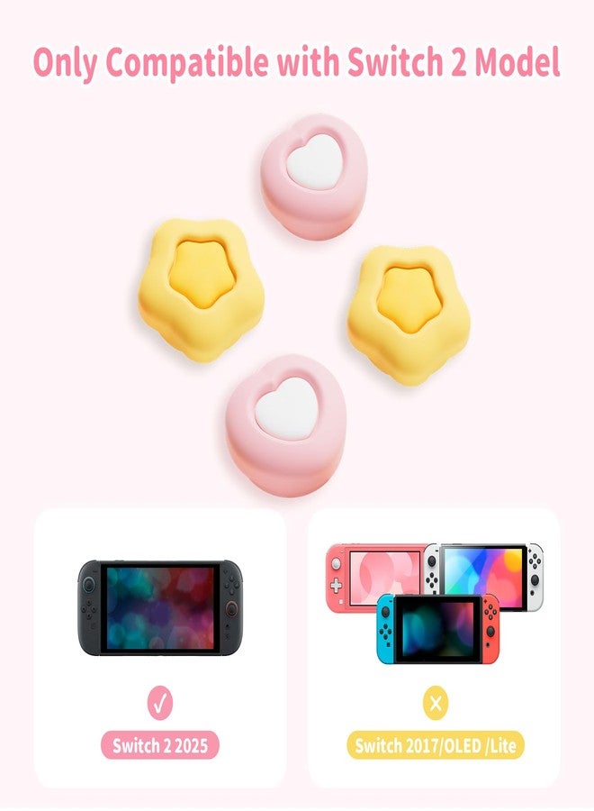 GeekShare 4pcs Thumb Grip Caps Compatible with Switch 2, Anti-Slip Silicone Thumb Grip Caps for Switch 2025（Cream Heart） - Image 2