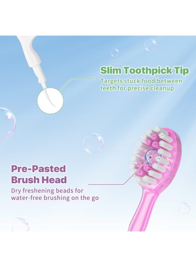 12PCS Disposable Toothbrush with Toothpaste, 5-in-1 Mini Toothbrush with Tongue Scraper, Floss, Pick, Travel Toothpaste for Oral Care On The Go, Mini Toothpast Individually Wrapped, Mixed Flavors - Image 5