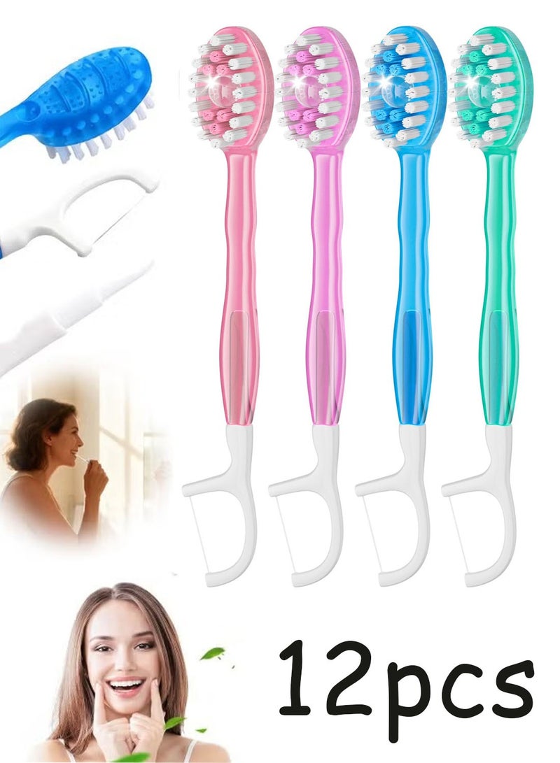 12PCS Disposable Toothbrush with Toothpaste, 5-in-1 Mini Toothbrush with Tongue Scraper, Floss, Pick, Travel Toothpaste for Oral Care On The Go, Mini Toothpast Individually Wrapped, Mixed Flavors - Image 1