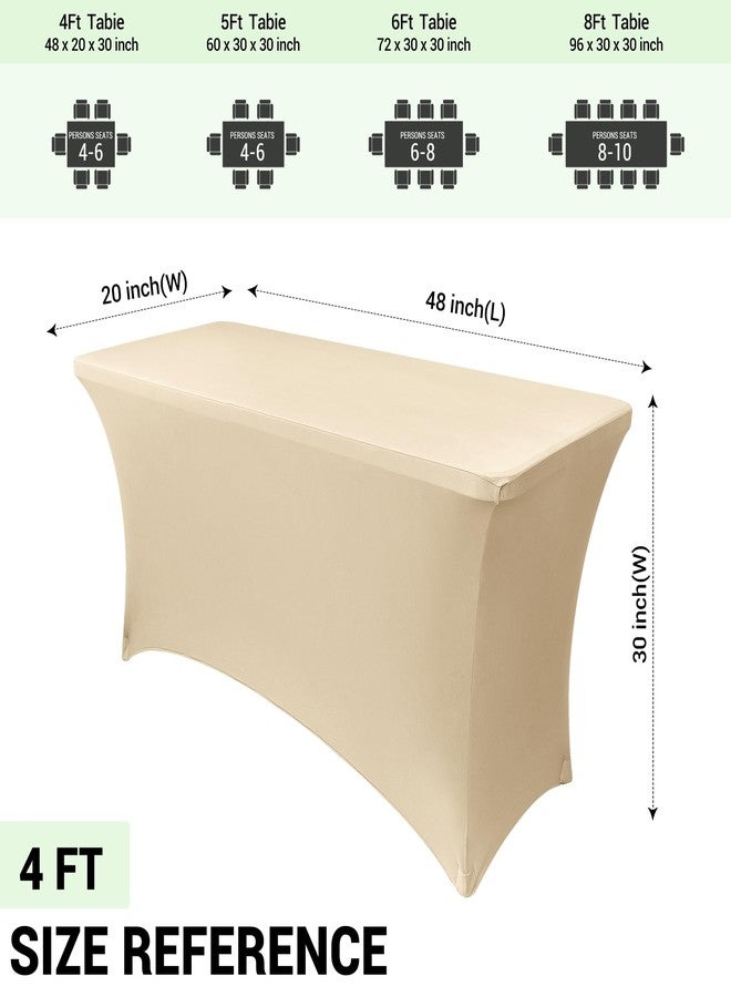 Obstal 4Ft Stretch Spandex Table Cover for Standard Folding Tables - 2 Pack Universal Rectangular Fitted Tablecloth for Party, Banquet, Events, Trade Show (Champagne, 48L x 24W x 30H Inches) - Image 4