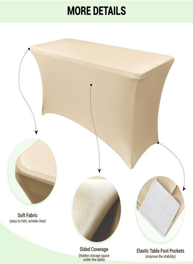 Obstal 4Ft Stretch Spandex Table Cover for Standard Folding Tables - 2 Pack Universal Rectangular Fitted Tablecloth for Party, Banquet, Events, Trade Show (Champagne, 48L x 24W x 30H Inches) - Image 3