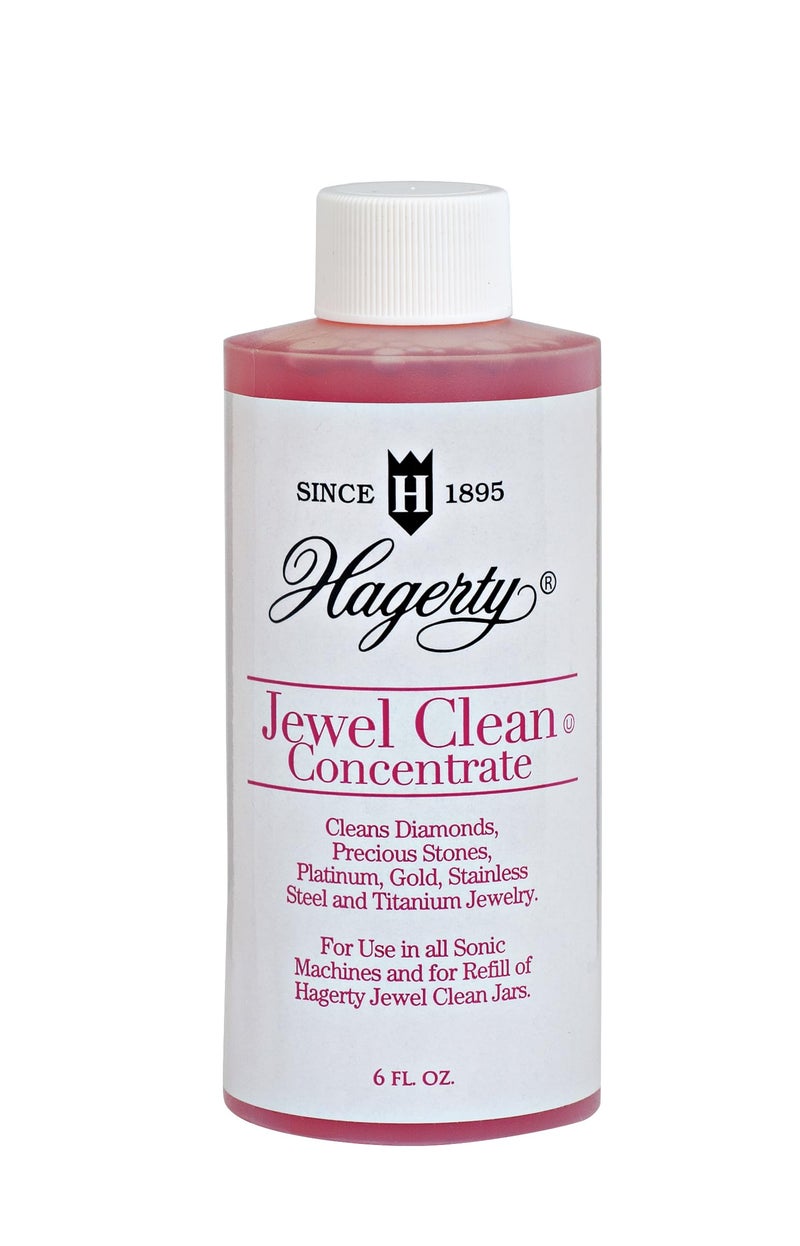 HAGERTY Hagerty Jewel Clean Concentrate - Ultrasonic Jewelry Cleaner Liquid Solution, Gold & Silver Cleaner, Made for All Ultrasonic Machines - 6 Fl Oz Bottle 