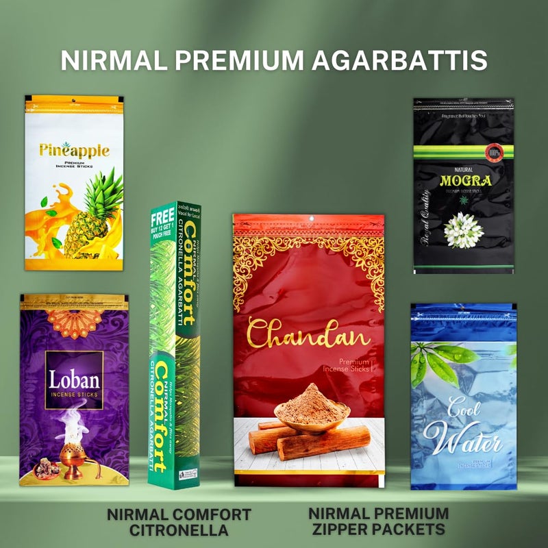 Nirmal Premium Pineapple Agarbatti Zipper for Puja and Meditation | Exclusive Zipper Pouch | Fragnance - Pineapple | 110gms  - Image 5
