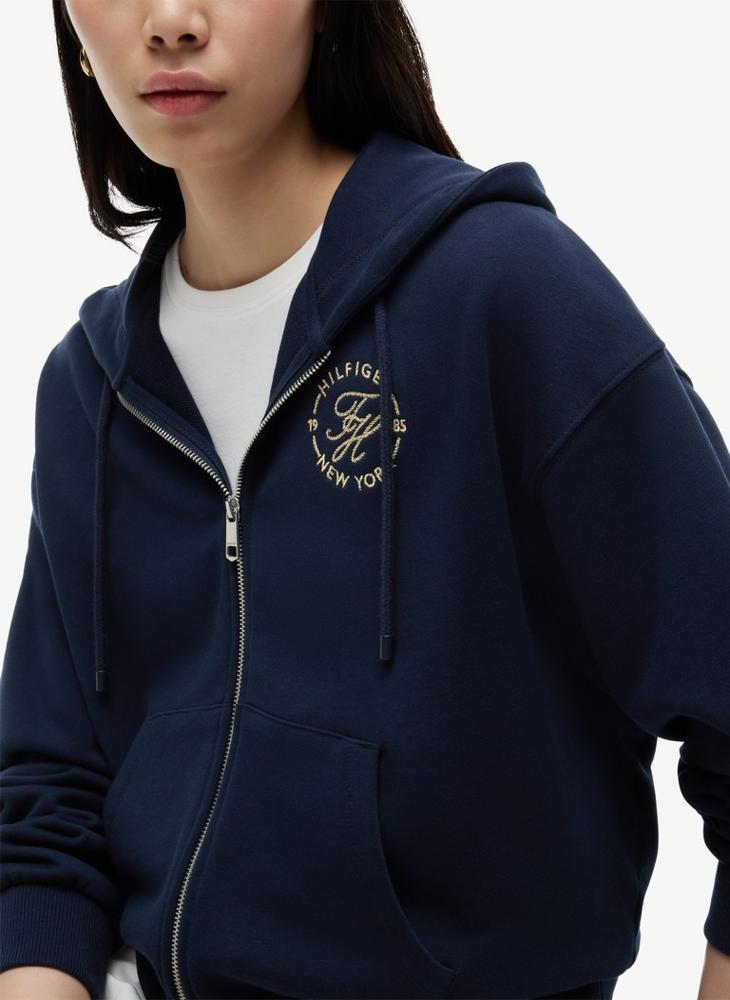 TOMMY HILFIGER Logo Embroidery Zip-Thru Hoody - Image 3