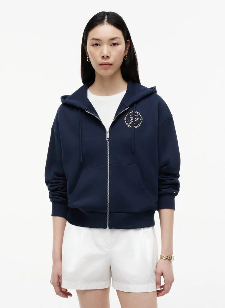 Tommy Hilfiger Logo Embroidery Zip-Thru Hoody
