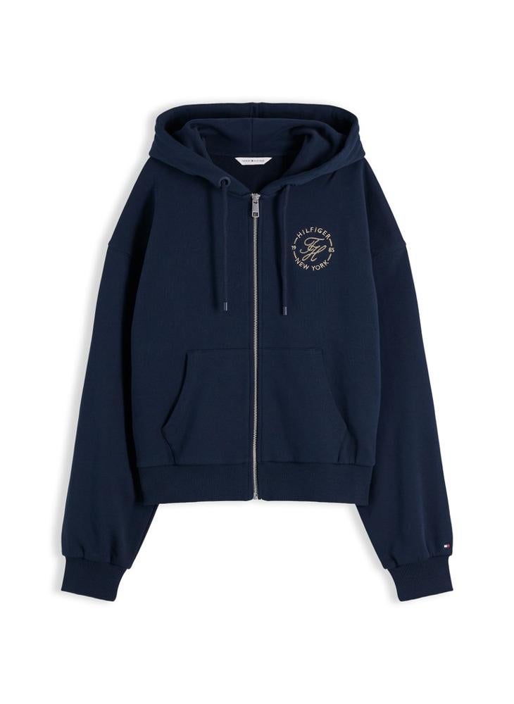 TOMMY HILFIGER Logo Embroidery Zip-Thru Hoody - Image 5