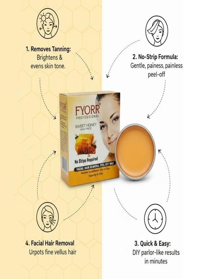 FYORR Honey Facial Katori Peel-Off Wax - Gentle Hair Removal for Face, Upper Lips, Eyebrows & Chin - Smooth, Soft & Glowing Skin | No Strips Needed |100% Skin-Friendly | 80gram - Image 4