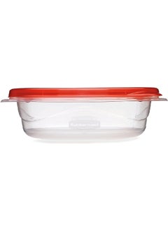 Rubbermaid 4-Piece Durable Plastic Square Shaped BPA Free Food Storage Set Red and Clear 16 x 10 x 18 cm 1832522  - Image 4