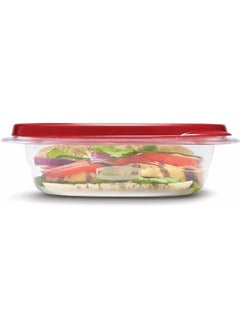 Rubbermaid 4-Piece Durable Plastic Square Shaped BPA Free Food Storage Set Red and Clear 16 x 10 x 18 cm 1832522  - Image 5