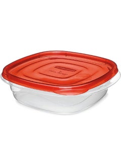 Rubbermaid 4-Piece Durable Plastic Square Shaped BPA Free Food Storage Set Red and Clear 16 x 10 x 18 cm 1832522  - Image 3