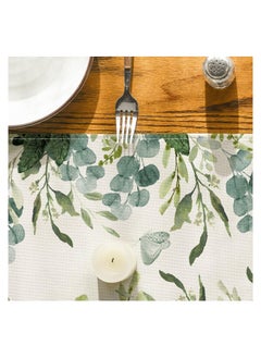 Excefore Green Flowers Floral Eucalyptus Summer Table Runner, Seasonal Spring Kitchen Dining Table Decoration for Home Party Decor 13x72 inch  - Image 5
