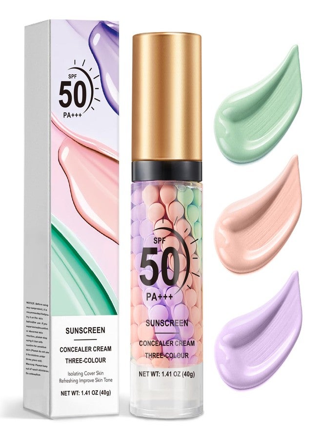 QIUFSSE Color Correcting Primer Face Makeup,Face Primer with SPF 50,Oil Control Primer Makeup,Hydrates and Moisturizes,Radiance Skin,Protector Solar Para La Cara Con Color - Image 1