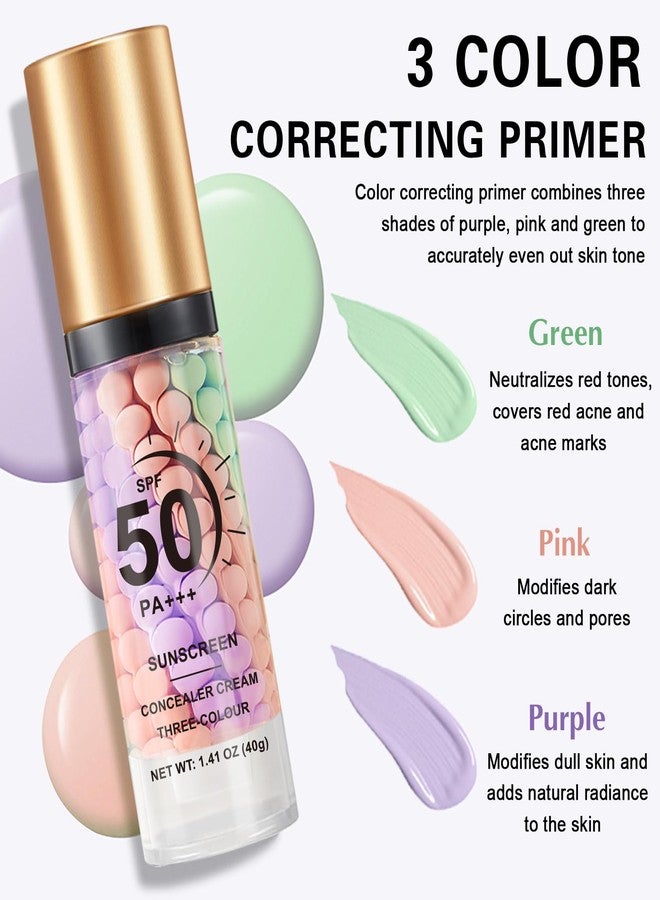 QIUFSSE Color Correcting Primer Face Makeup,Face Primer with SPF 50,Oil Control Primer Makeup,Hydrates and Moisturizes,Radiance Skin,Protector Solar Para La Cara Con Color - Image 3