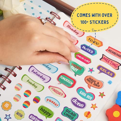 Doodle Undated Yearly Planner (A5, Wiro Bound Hard Cover) | 216 Ruled Pages, 80 GSM Paper | Daily, Monthly & Yearly Planner with 100+ Stickers, Activity Pages, Tear-Away Note & Quote Cards, To-Do Lists - Image 5