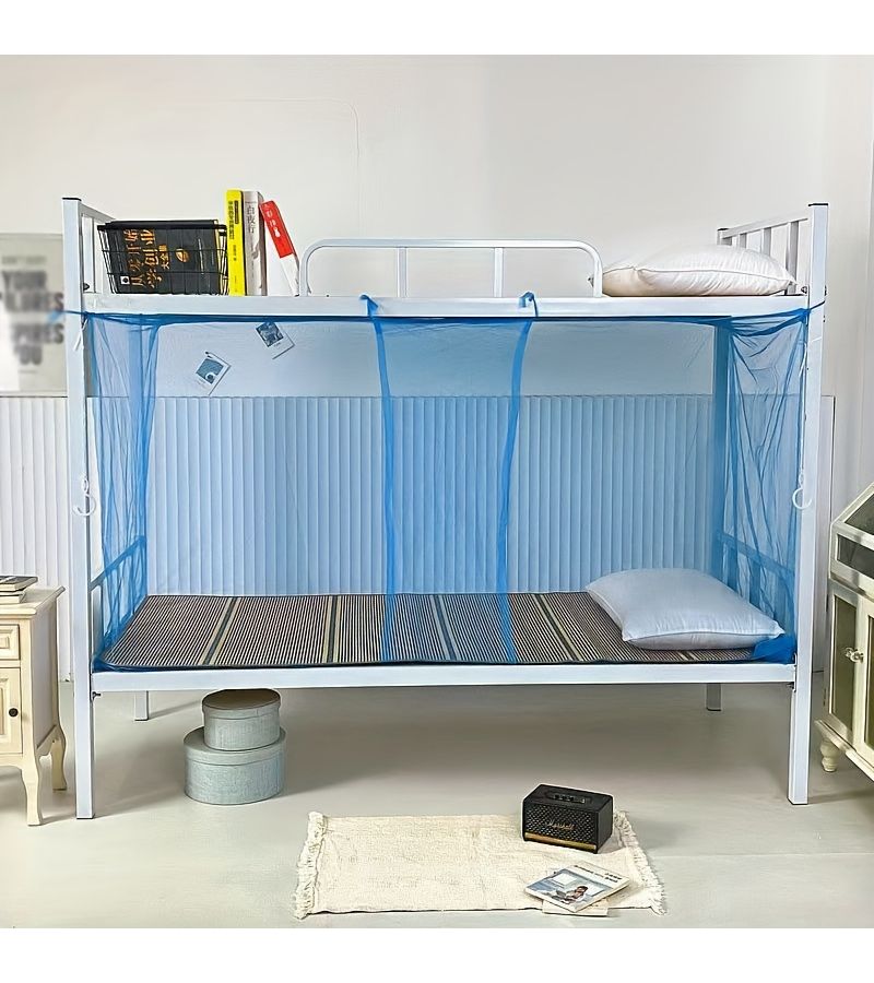 Blue 180x200cm Hand Washable Polyester Single Opening Net Bed Cover Mosquito Net For Camping Patio Porch Outdoor Portable Quiet Comfortable Without Stand Bedroom Dormitory Guest Room Home Decor - Image 4
