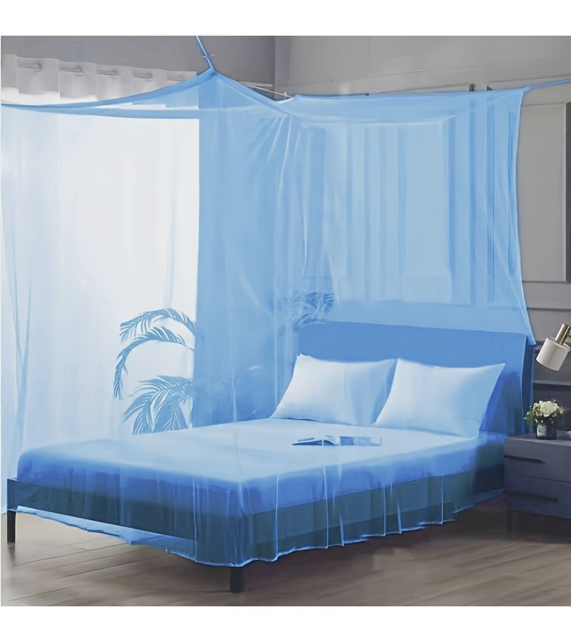 Blue 180x200cm Hand Washable Polyester Single Opening Net Bed Cover Mosquito Net For Camping Patio Porch Outdoor Portable Quiet Comfortable Without Stand Bedroom Dormitory Guest Room Home Decor - Image 2