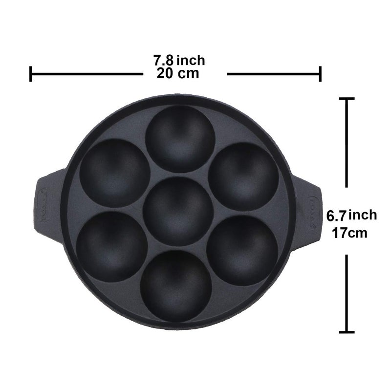 Tosaa Non Stick 7 Cavity Appam Patra with Stainless Steel Lid - Image 2