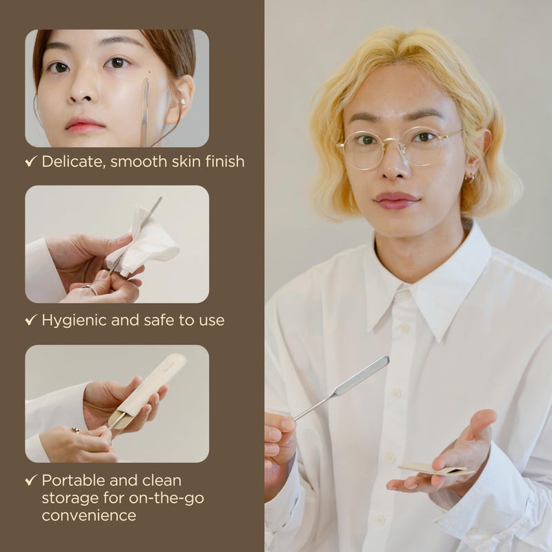 Piccasso Brush Makeup Spatula + Sponge 2P Set â€“ Professional Makeup Tools with Precision Spatula and 2 Soft Sponges, Ideal for Blending Foundation, Cream, or Liquid Makeup, Genuine Korean Product - Image 5