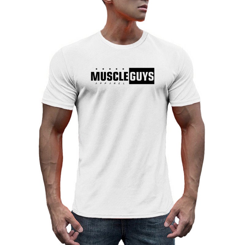 Summer Fitness short-sleeved men''s casual running training quick-drying mesh breathable round neck sports T-shirt fitness clothes - Image 4