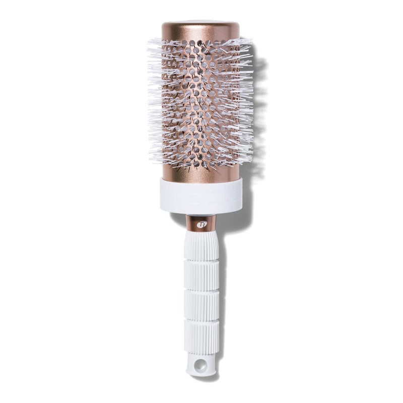 T3 Volume Round Hair Brush CeramicCoated Barrel Vented Round Brush for Blow Drying Heat Resistant Bristles, White/Rose Gold - Image 1