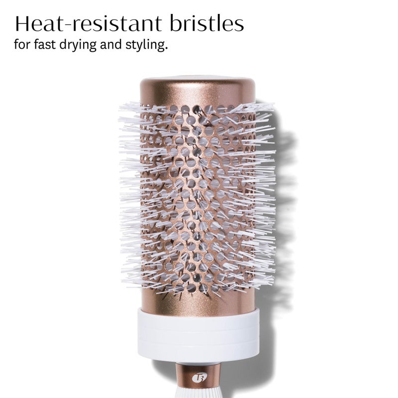 T3 Volume Round Hair Brush CeramicCoated Barrel Vented Round Brush for Blow Drying Heat Resistant Bristles, White/Rose Gold - Image 2