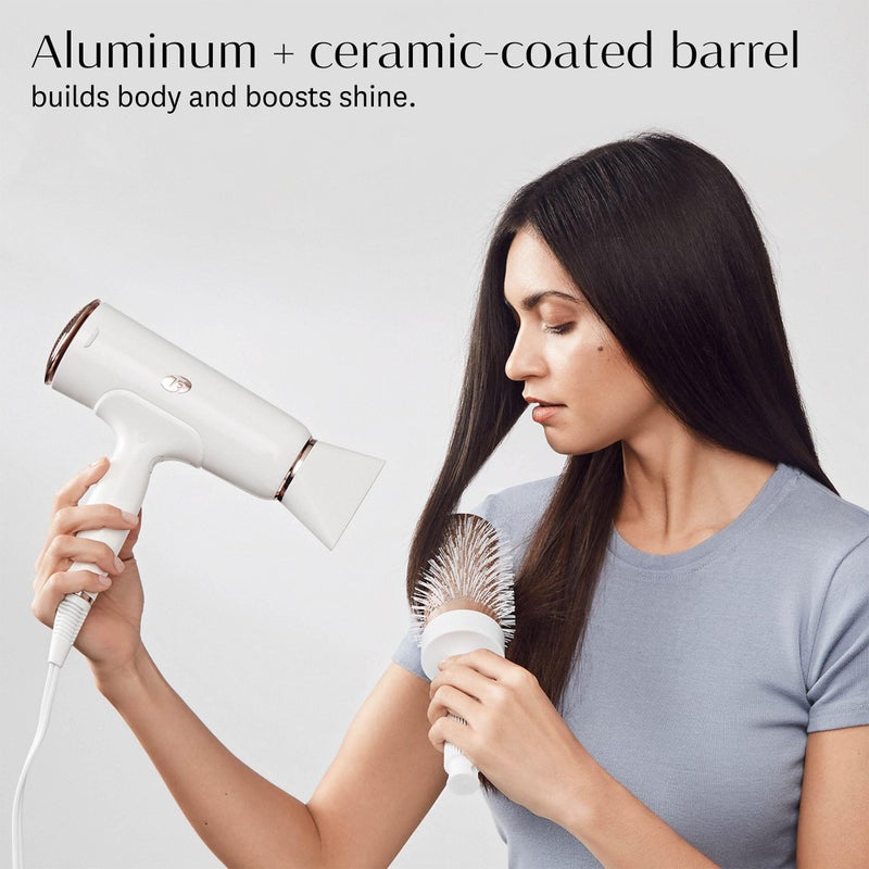 T3 Volume Round Hair Brush CeramicCoated Barrel Vented Round Brush for Blow Drying Heat Resistant Bristles, White/Rose Gold - Image 4
