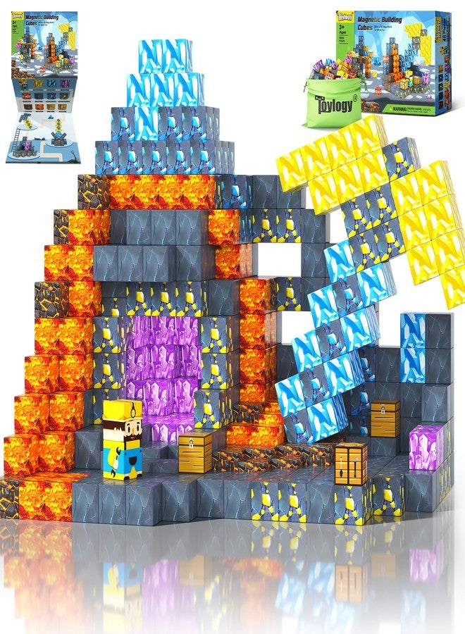 Toylogy مكعبات مغناطيسية - عالم المناجم المغناطيسي، إصدار الفأس، كهوف التعدين، ألعاب أطفال، ألعاب للأطفال الصغار، بلاطات مغناطيسية للأولاد والبنات من عمر 3-4 و4-5 و6-8 سنوات، ألعاب حسية خارجية للأطفال من عمر 3 سنوات فما فوق - Image 1