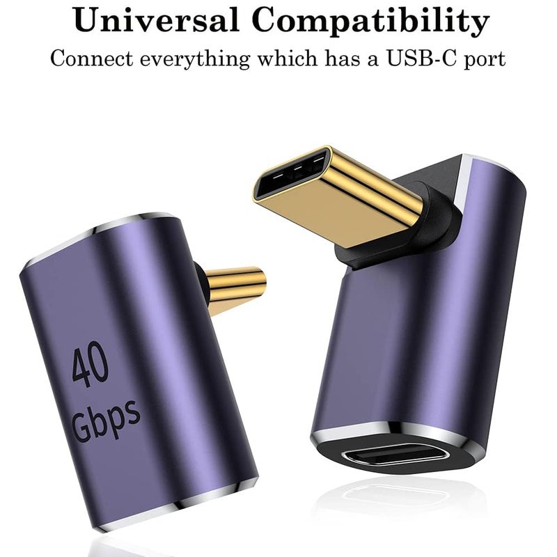 Microware محول USB-C ذكر إلى أنثى بزاوية 90 درجة، موسع USB Type C Thunderbolt 4/3 بسرعة 40Gbps لجهاز Mac-Book، iPad، جهاز لوحي، هواتف (USB C ذكر إلى أنثى بزاوية 90 درجة) - Image 1