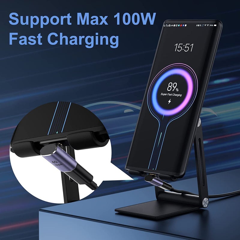 Microware محول USB-C ذكر إلى أنثى بزاوية 90 درجة، موسع USB Type C Thunderbolt 4/3 بسرعة 40Gbps لجهاز Mac-Book، iPad، جهاز لوحي، هواتف (USB C ذكر إلى أنثى بزاوية 90 درجة) - Image 5