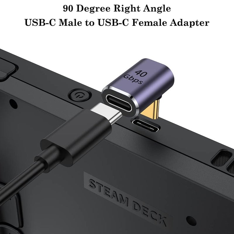 Microware محول USB-C ذكر إلى أنثى بزاوية 90 درجة، موسع USB Type C Thunderbolt 4/3 بسرعة 40Gbps لجهاز Mac-Book، iPad، جهاز لوحي، هواتف (USB C ذكر إلى أنثى بزاوية 90 درجة) - Image 2