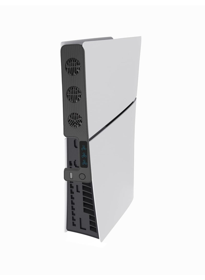 مروحة تبريد لـ PS5 Slim Gaming Console لمروحة تبريد حرارية ، مدمجة في 3 مروحة ، مع 3 إعدادات سرعة الهواء ، سرعة المروحة تصل إلى 9500 دورة في الدقيقة (أسود) - Image 5