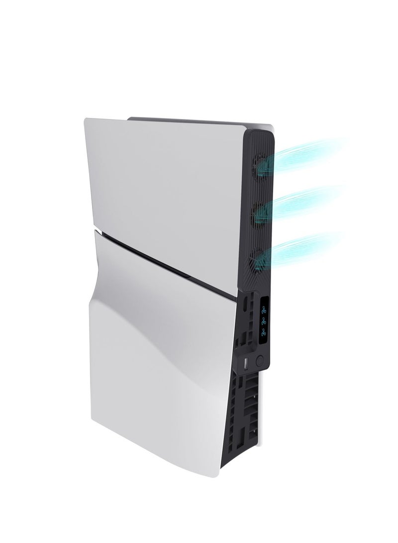 مروحة تبريد لـ PS5 Slim Gaming Console لمروحة تبريد حرارية ، مدمجة في 3 مروحة ، مع 3 إعدادات سرعة الهواء ، سرعة المروحة تصل إلى 9500 دورة في الدقيقة (أسود) - Image 4