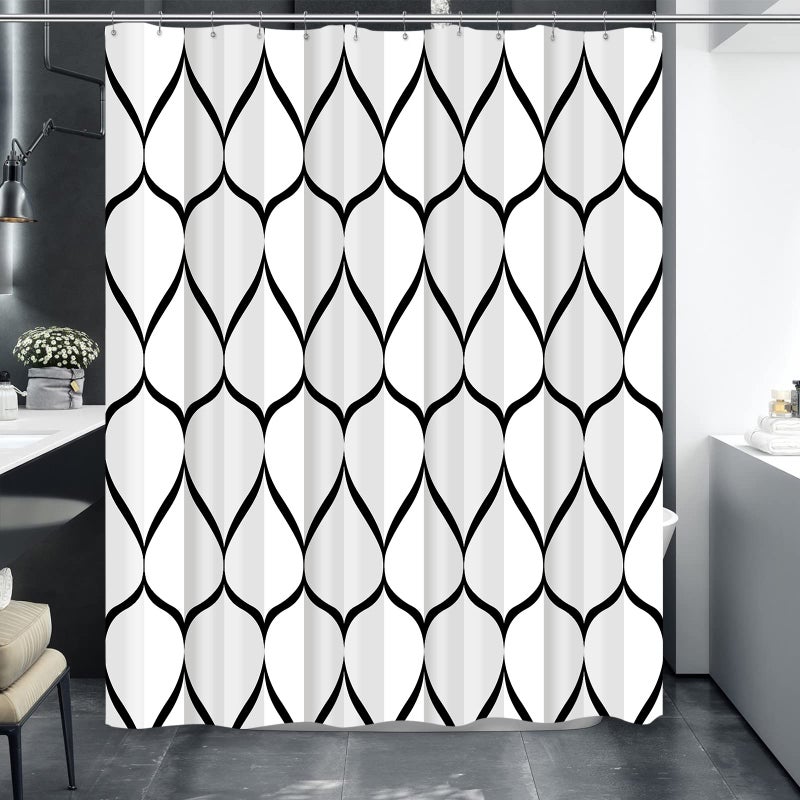 Gelbchu White Grey Fabric 72 x 72 Inch Cloth Shower Curtain  Waterproof Design and Polyester  Quick-Drying  Heavy Duty Shower Curtains Set for Bathroom  Durable and Washable with 12 Metal Hooks