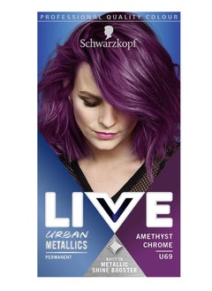Schwarzkopf LIVE Urban Metallics Vibrant Long Lasting Permanent Purple Hair Dye Infused with Coconut Oil for Shiny Hair Amethyst Chrome U69  - Image 1