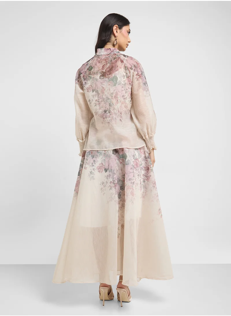 ايلا Floral Print Top & Skirt Set