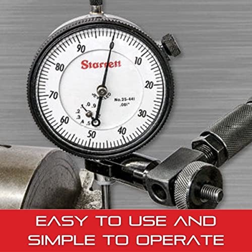Starrett مجموعة مؤشر قياس دial الشامل من ستاريت مع مكبس خلفي - وجه أبيض، قراءة 0-100، نطاق 200"، تدرج .001"، قطر عمود 1/4" للتثبيت - 196B1 - Image 5