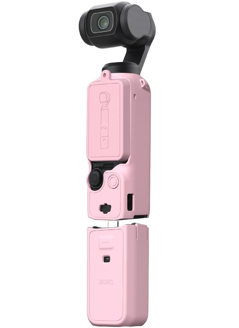 Captaintech Pocket 3 Silicone Cover, Protective Case Lens Protector Scratch-Resistant Sleeve Skin Compatible with DJI OSMO Pocket 3 Creator Combo Accessories(Pink) 