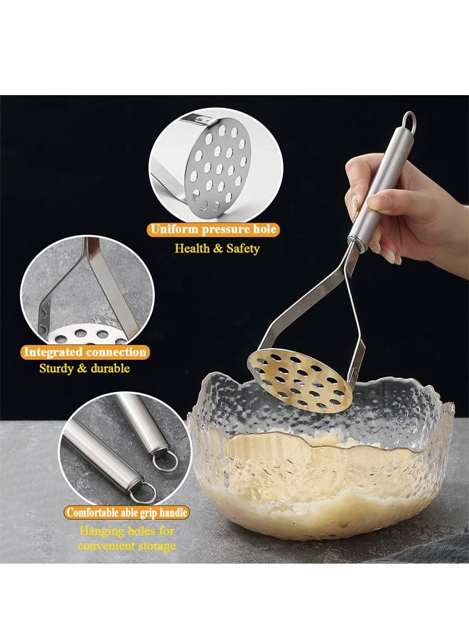 هراسة بطاطس من الفولاذ المقاوم للصدأ، قطعتان، أداة مطبخ لهرس البطاطس المهروسة، أدوات مطبخ متينة لهرس البطاطس، أدوات مطبخ سهلة التنظيف - Image 5