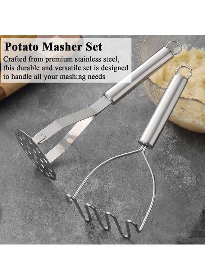 هراسة بطاطس من الفولاذ المقاوم للصدأ، قطعتان، أداة مطبخ لهرس البطاطس المهروسة، أدوات مطبخ متينة لهرس البطاطس، أدوات مطبخ سهلة التنظيف - Image 3