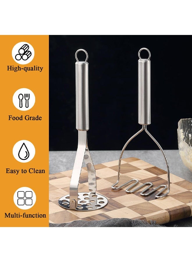 هراسة بطاطس من الفولاذ المقاوم للصدأ، قطعتان، أداة مطبخ لهرس البطاطس المهروسة، أدوات مطبخ متينة لهرس البطاطس، أدوات مطبخ سهلة التنظيف - Image 4