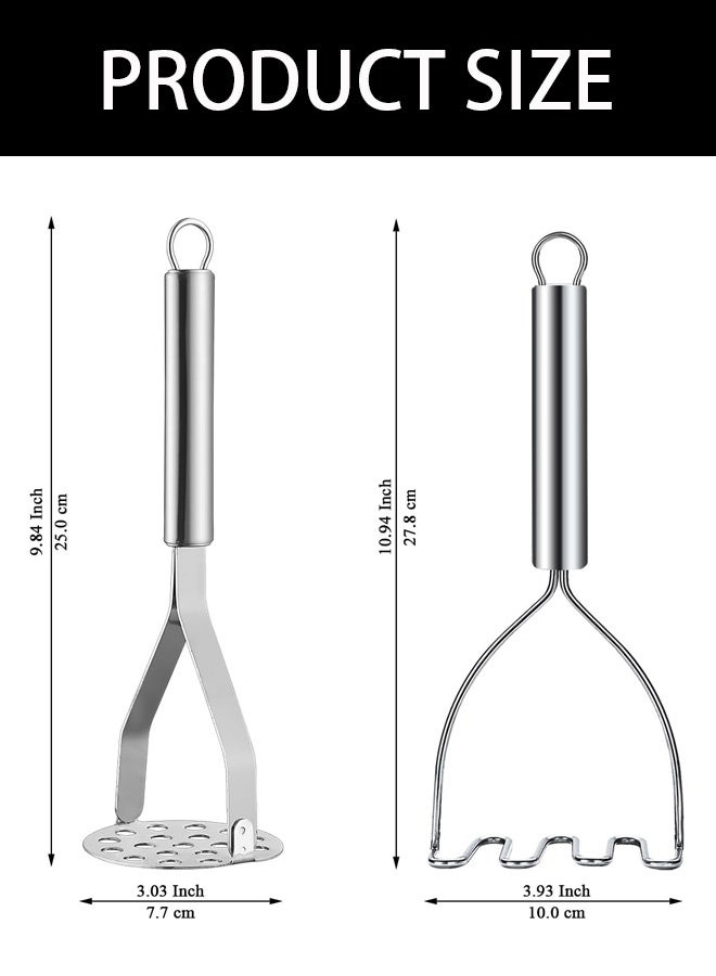 هراسة بطاطس من الفولاذ المقاوم للصدأ، قطعتان، أداة مطبخ لهرس البطاطس المهروسة، أدوات مطبخ متينة لهرس البطاطس، أدوات مطبخ سهلة التنظيف - Image 2