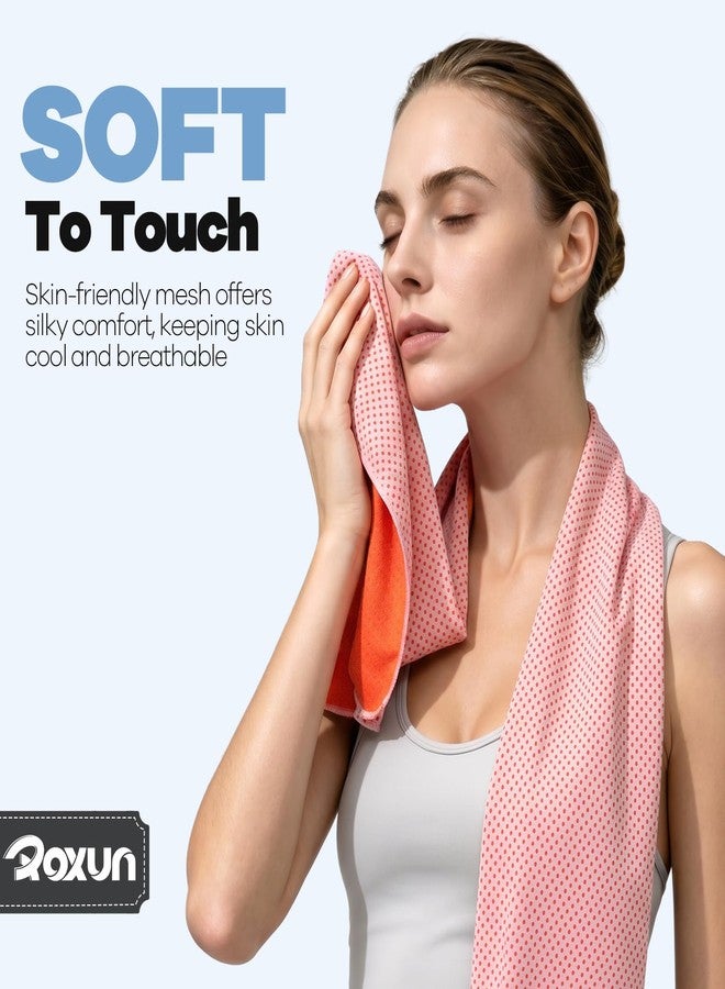 ROXUN 4 Pack Cooling Towels, 40''x12'' Soft Breathable Chilly Neck Ice Towel for Workout Running Golf Gray+Blue+Pink+Green - Image 3